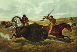 Élet a prérin – a bivalyvadászat, 1862 (színes litó)