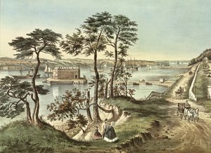 Staten Island és a Narrows Fort Hamiltonból alkotó: N. and Ives, J.M. Currier
