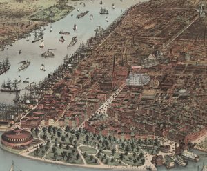 New York városa (részlet), 1883 alkotó: N. and Ives, J.M. Currier