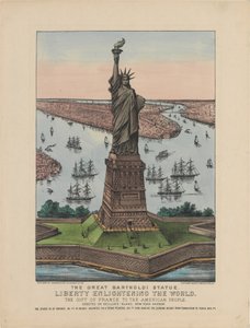 A Nagy Bartholdi-szobor – A világot megvilágosító szabadság, 1885 (kézzel színezett litográfia) alkotó: N. and Ives, J.M. Currier