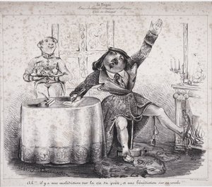 Ah!!! átok van a költő életén, és átok a sírján!!!. Felix Tournachon egyik első rajza a „La Vogue, ipari, művészeti és irodalmi folyóiratban” jelent meg. alkotó: Nadar