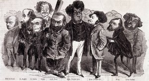 Paul de Kock (1793-1871), Emile Augier (1820-1889), Eugene Scribe (1791-1861), Felix Nadar, Alphonse Karr (1808-1890), Alexandre Dumas apja (1802-1870) és Alexandre Dumas írói portréi ifj. (1824-1895), Joseph Mery (1798-1866) és Leon Gozan (1803-1). alkotó: Nadar