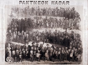 A Pantheon Nadar a 19. század nagy történelmi személyiségeit (szellemi és politikai személyiségeket) képviseli alkotó: Nadar