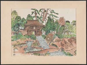 De Matsunodera templom Aobayama Matsuodera templom (cím a tárgyon) Houtsnedes van heilige Kannon tempels (sorozat címe) Szent Kannon templomok Wooblock-lenyomatai (a sorozat címe a tárgyon) Mokuhanga Kannon reijô sen (sorozat címe az objektumon)