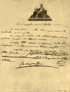 Napóleon Bonaparte első konzul levele Provence grófjához, 1800. szeptember 6-án, 1921.