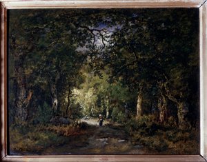 Az út a fa alatt Narcisse Diaz de la Pena festménye (1807-1876) 19. század V. 0,24x0,32 m