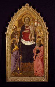 Madonna és gyermeke trónra lépnek Zenobiusz, Keresztelő János, Reparata és János evangélista szentjeivel