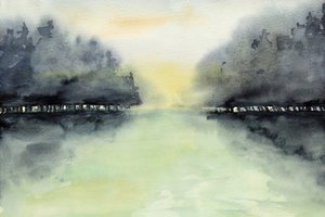 A ködös tó tükröződése alkotó: Natalie Bruns