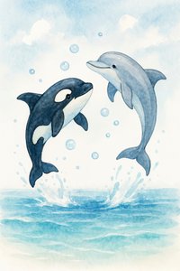 Játékos delfin és orka alkotó: Natalie Bruns