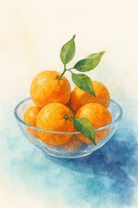 Akvarell: Citrusos csendélet