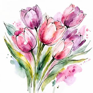 Akvarell tulipáncsokor alkotó: Natalie Bruns