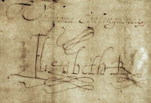 Aláírás Elizabeth R I. Erzsébet királynő részére