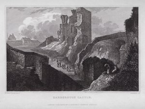 Scarborough kastély (metszet) alkotó: Nathaniel (after) Whittock