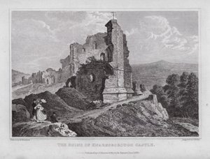 A Knaresborough-kastély romjai (metszet) alkotó: Nathaniel (after) Whittock