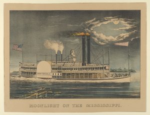 Holdfény a Mississippin, 1872-74., 1872-74. Alkotók: Nathaniel Currier, James Merritt Ives, Currier és Ives. alkotó: Currier and Ives