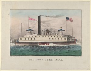 New York Ferry Boat, kb. 1860-65., kb. 1860-65. Alkotók: Nathaniel Currier, James Merritt Ives, Currier és Ives. alkotó: Currier and Ives