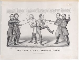 The True Peace Commissioners, 1865., 1865. Alkotók: Nathaniel Currier, James Merritt Ives, Currier és Ives. alkotó: Currier and Ives