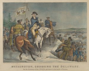 Washington, Crossing the Delaware – 1776. december 25-én, a csata előtt..., 1876. Alkotók: Nathaniel Currier, James Merritt Ives, Currier és Ives. alkotó: Currier and Ives