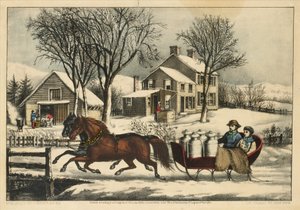 Téli reggel a vidéken, 1873., 1873. Alkotók: Nathaniel Currier, James Merritt Ives, Currier és Ives. alkotó: Currier and Ives