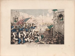 Monterey-i csata / Az amerikaiak a főtér felé igyekeznek, 1846. szeptember 23. alkotó: Nathaniel Currier