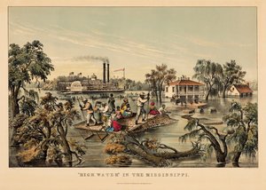 „Magas vízállás” a Mississippiben alkotó: Nathaniel Currier