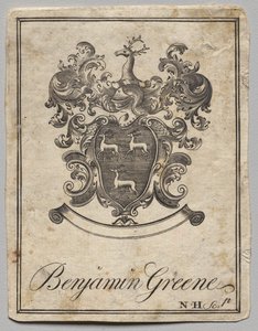 Könyvtábla: Címer Benjamin Greene felirattal