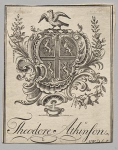 Könyvtábla: Címer Theodore Atkinson felirattal