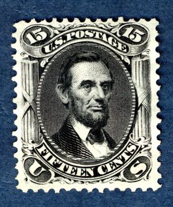 15c Abraham Lincoln kislemez újra kiadása, 1875.