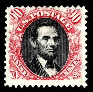 90c Abraham Lincoln kislemez újra kiadása, 1875.