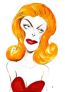 Julie London amerikai énekesnő és színésznő (1926-2000); színes karikatúra, 2015 alkotó: Neale Osborne