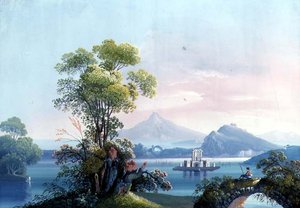 Nápoly: Kilátás a Vezúvra (guache) alkotó: Neapolitan School