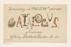 A Nő, 1813-1913 című kiállítás hirdetménye (cím a tárgyon) alkotó: Nelly Bodenheim (signed by artist)