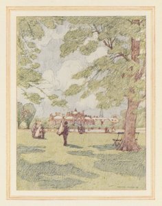 Kensington-palota a kertek felől (színes litográfia)