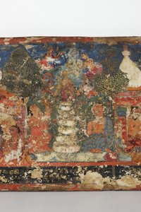 Részlet egy buddhista kéziratos borítóról (átlátszatlan akvarell fán) alkotó: Nepalese School