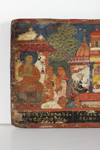 Részlet egy buddhista kéziratos borítóról (átlátszatlan wc fán)