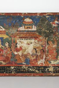 Részlet egy buddhista kéziratos borítóról (átlátszatlan wc fán)
