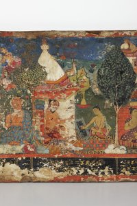 Részlet egy buddhista kéziratos borítóról (átlátszatlan wc fán)