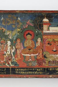 Részlet egy buddhista kéziratos borítóról (átlátszatlan wc fán)