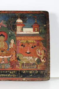 Részlet egy buddhista kéziratos borítóról (átlátszatlan wc fán)