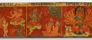 Részlet egy Devimahatmya kéziratos borítóból (átlátszatlan wc fán) alkotó: Nepalese School