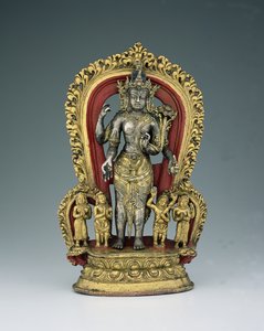 Jatamukuta Lokesvara, Khasa Malla Kingdom (1100-1484) (aranyozott csomag, rézötvözet és pigment)