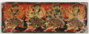 Az egyik kézirat-borító, amely Devit ábrázolja, mint a nyolc anyát (wc fán) alkotó: Nepalese School