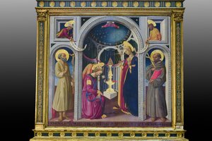 Annunciáció Szent Ferenc és Jeromos között (festmény, tábla) alkotó: Neri di Bicci