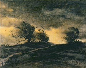 Noktürn (akvarell papíron)
