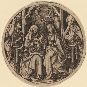Madonna és gyermeke Szent Kristóf és Erasmus mellett alkotó: Netherlandish 15th Century