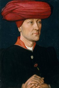 Egy férfi portréja a kísérőben. alkotó: Netherlandish Painter