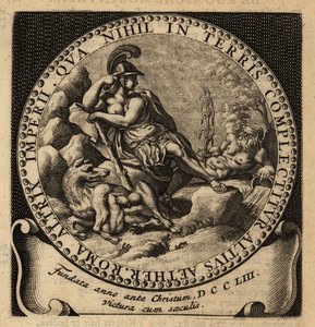 A Római Birodalom allegorikus alakja, Romulus és Remus.