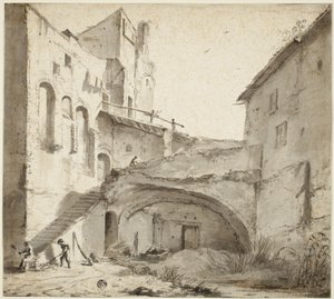 A romos kastély benőtt udvara alkotó: Netherlandish School