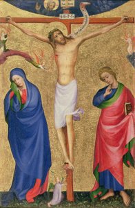 A keresztre feszítés, összecsukható oltárképről, 1400 körül (tempera és aranylevél a panelen) alkotó: Netherlandish School