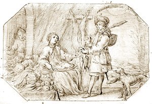 The Four Seasons: Winter – The Return from Hunting, 1675 körül (toll és szépia tinta papíron) alkotó: Netherlandish School